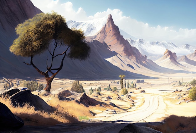 Afghanistan landscape with mountains Generative AI Art Beautiful view