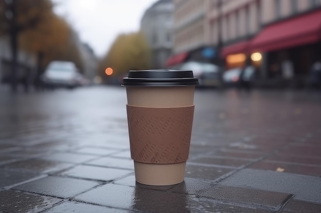 Afhaal koffiestraat Barista schuim Genereer Ai