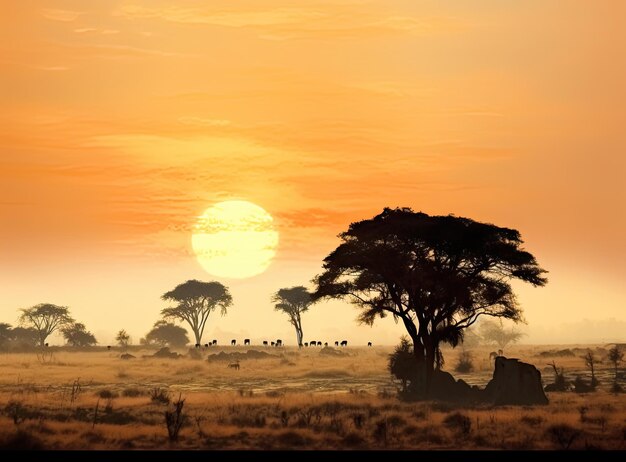 Afican savannah in evening light