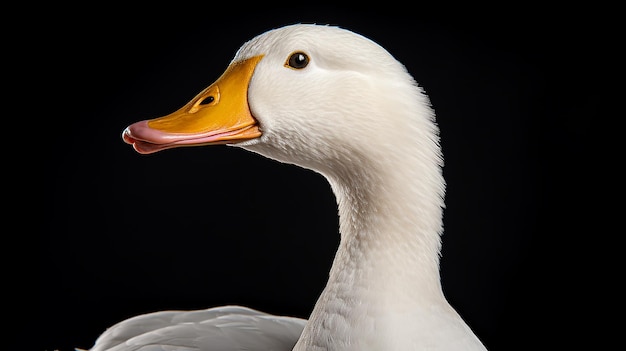 Aflac Duck Profile geïsoleerd op zwarte achtergrond Iconische verzekeringsmascotte