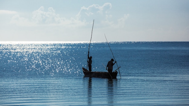 Africa, Kenya, fishermen, morning, ocean, fishermen in a boat, Mombasa