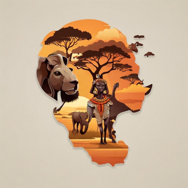 Photo africa map cartoon vector background