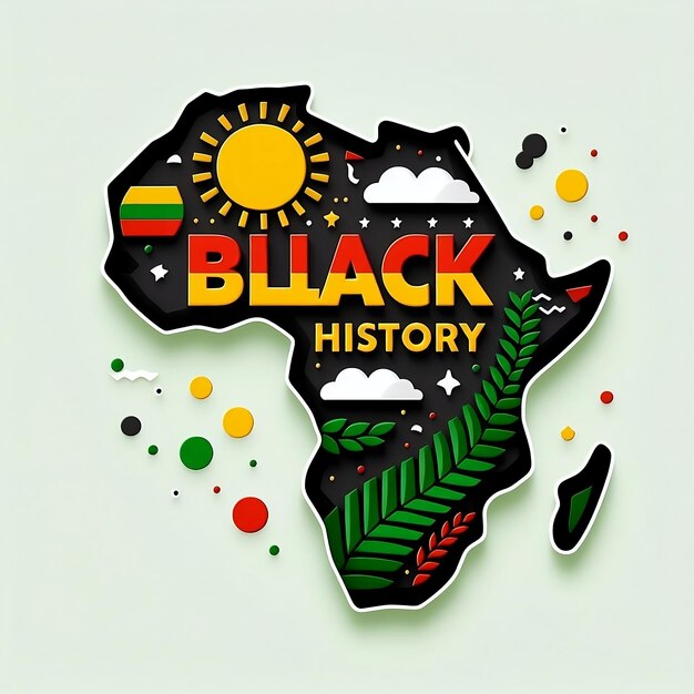 Photo africa map illustration with african colors black history month with text black history post