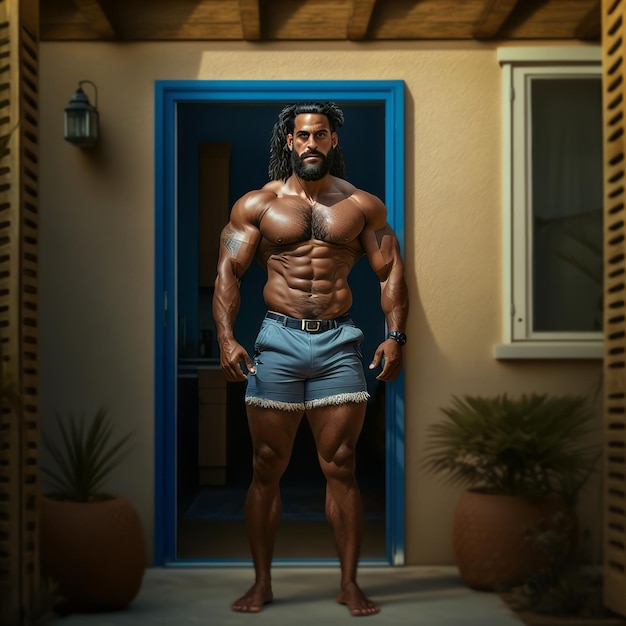 africa men with blue shorts