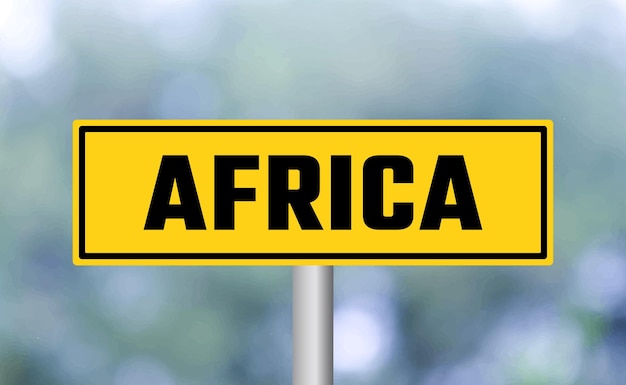 Africa road sign on blur background