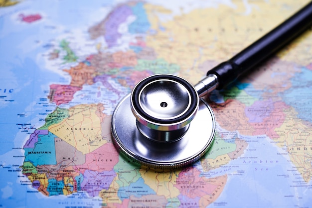 Africa : Stethoscope with world map