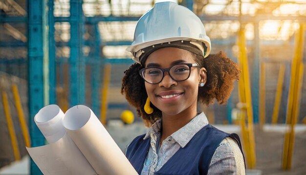 Photo african american architect working on construction site