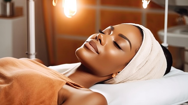 african american beautician doing beauty treatment