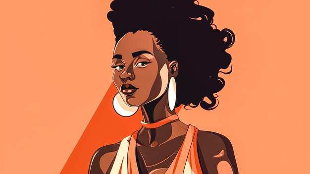 African American beautiful girl flat design generative AI