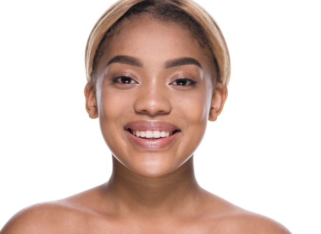 African american beauy woman healthy skin hair portrait