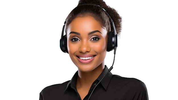 Photo african american black call service woman white background