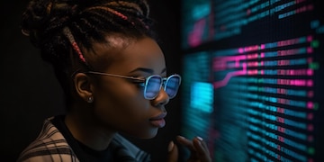 Premium Photo | African American Black woman coder programmer using ...