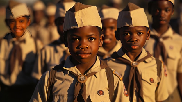 African american boy scouts in uniform