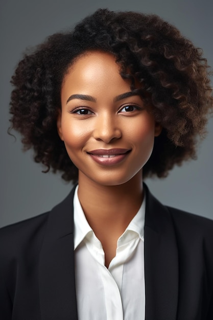 African American business woman smiling at camera generative ai