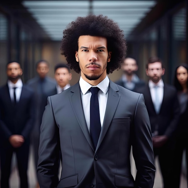 An African American businessman with afro hairstyle in office