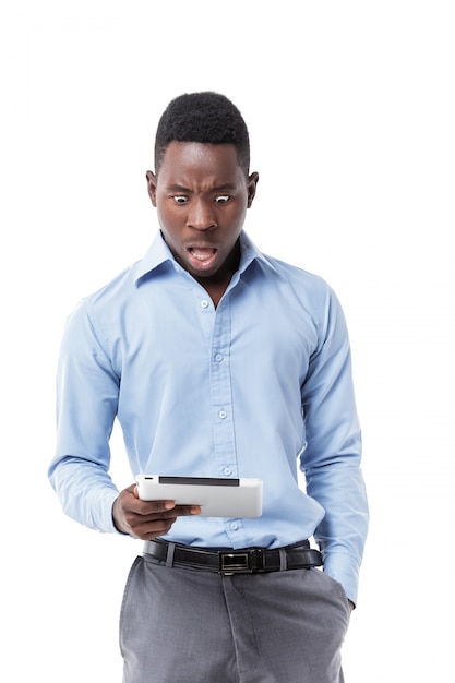 African American businessman with digital tablet