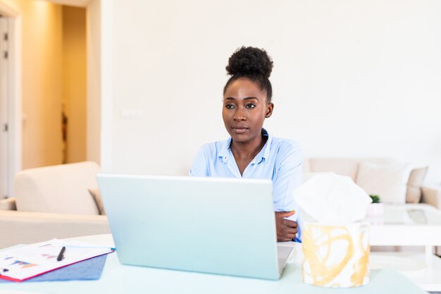 African american businesswoman working from home