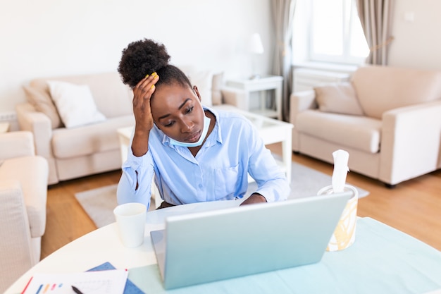 African american businesswoman working from home