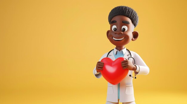 Photo african american cartoon character doctor