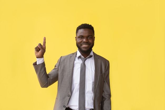 The African American counts to 5, hand gesture, banner