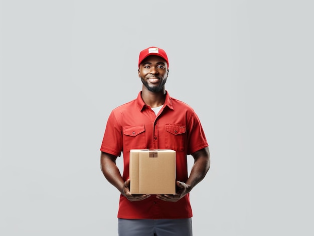 African American delivery man for mock up