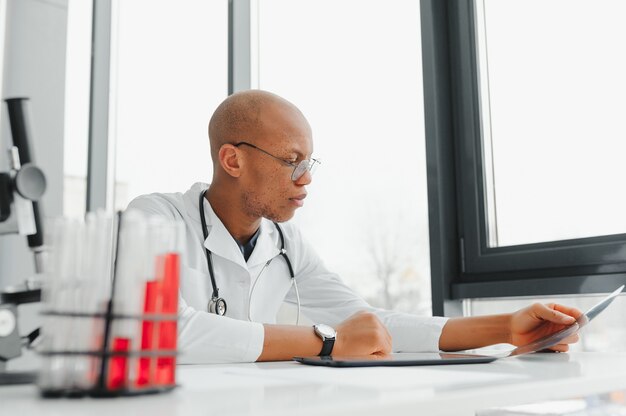 African american doctor in modern office