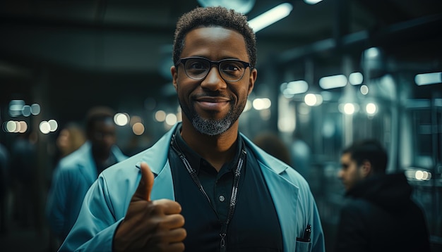 African American doctor reviewing and signing patient charts