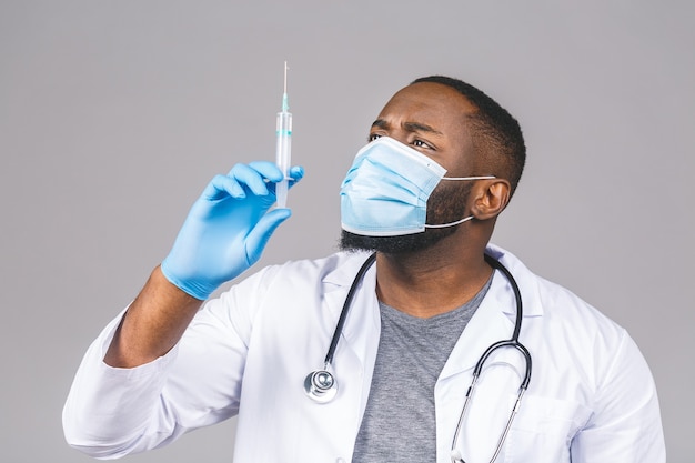 African American doctor wearing protective mask