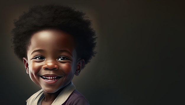 생성 AI에 의한 아프리카계 미국인 어린 소년 그림