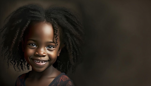 Photo african american little girl illustration by generative ai