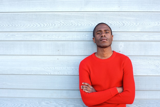 african american male fashion model with arms crossed