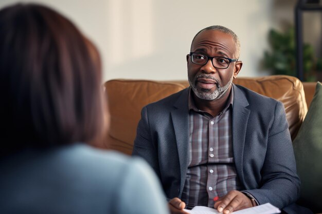 African american man at an appointment with a psychologist