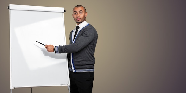 African american man next to copy space