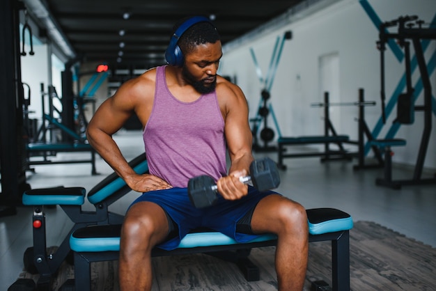 African american man in the gym