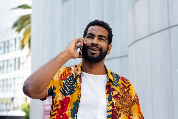 African- American man having a call