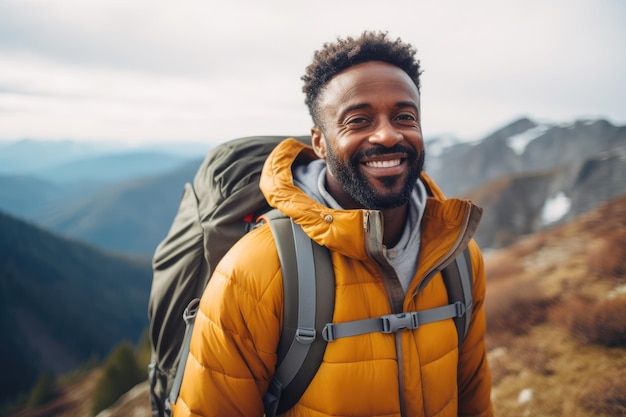 Photo african american man in mountains