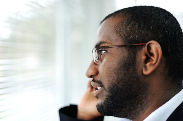 African American man on the phone