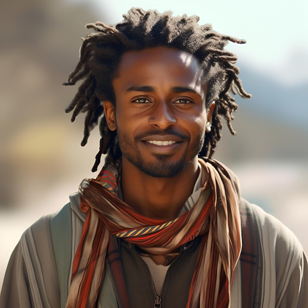 African American man portret illustratie Een Ethiopische mannelijke persoon