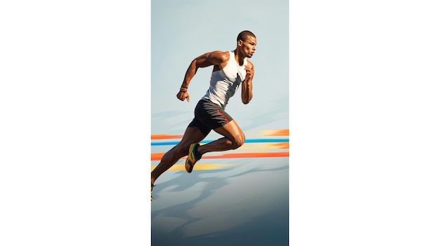 Photo african american man running side view