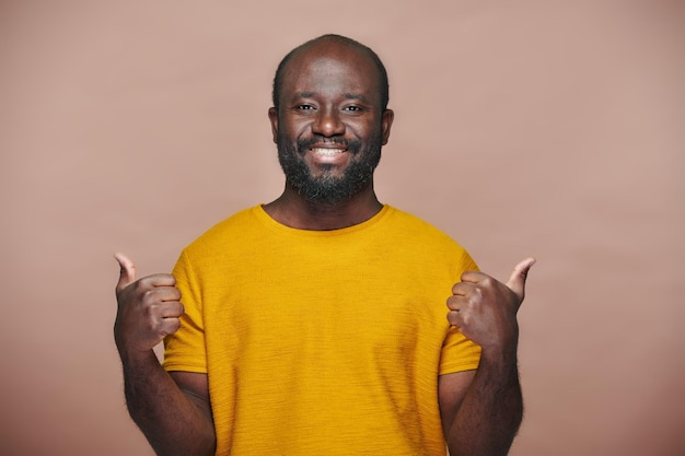 African American man showing thumbs up