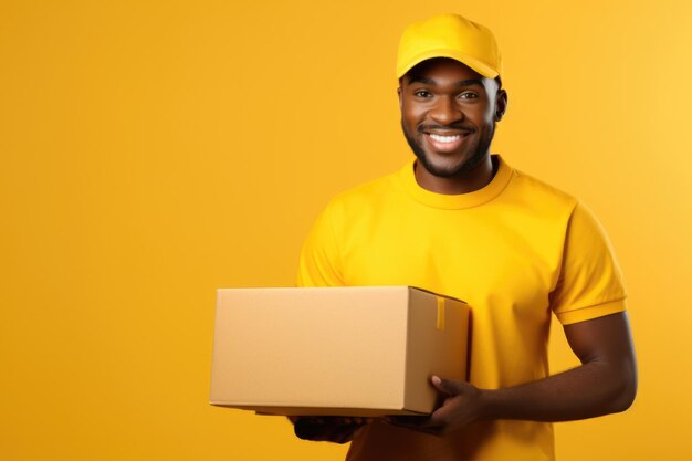 African american man take away and delivery concept