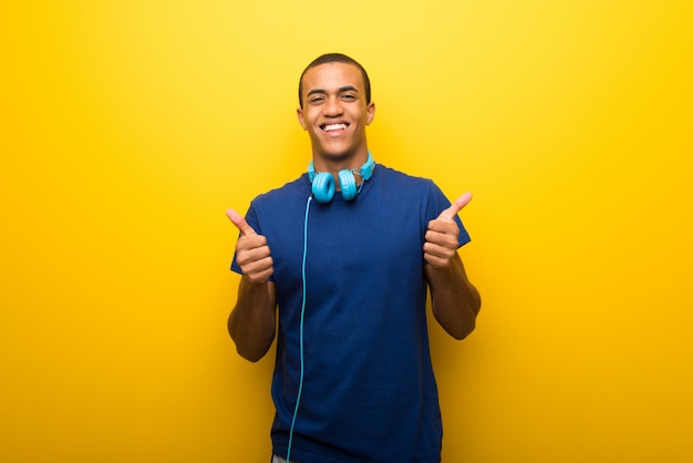 African american man with blue t-shirt