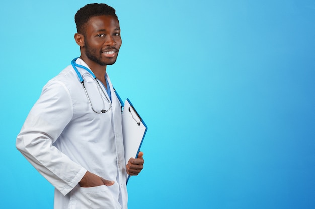 African american medical doctor man.