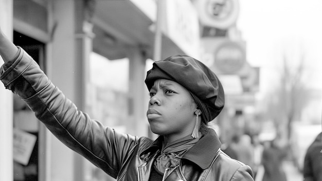African American Members from 1960s Black Panther Party Movement on the Streets