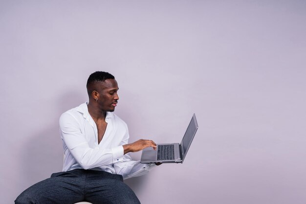 African american millennial businessman isolated on studio background successful male formal suit