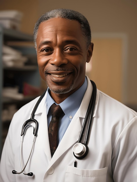 환자를 돌보는 아프리카계 미국인 의사