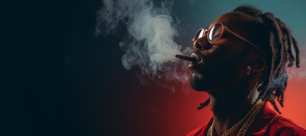 Африканско-американский рэпер курит дым Генеративный ИИ