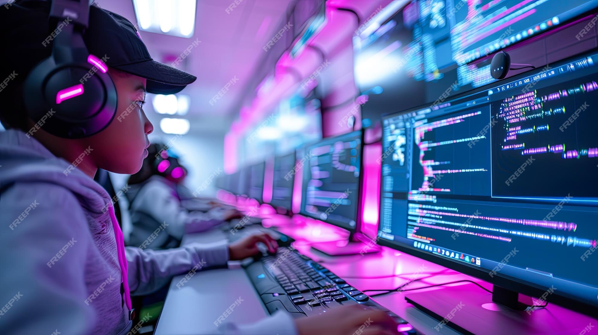 African American Student In Computer Science Class Learning Programming ...