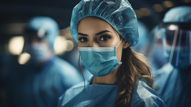 African american surgeon at work in operating room with surgery teamgenerative ai