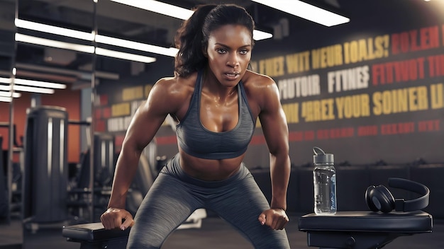 African american woman in gym